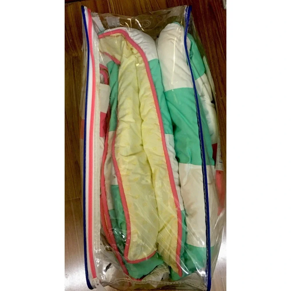 Southern Tide Cabana Stripe Twin Comforter 3 Pc.Set Lite Coral Mint Green Yellow